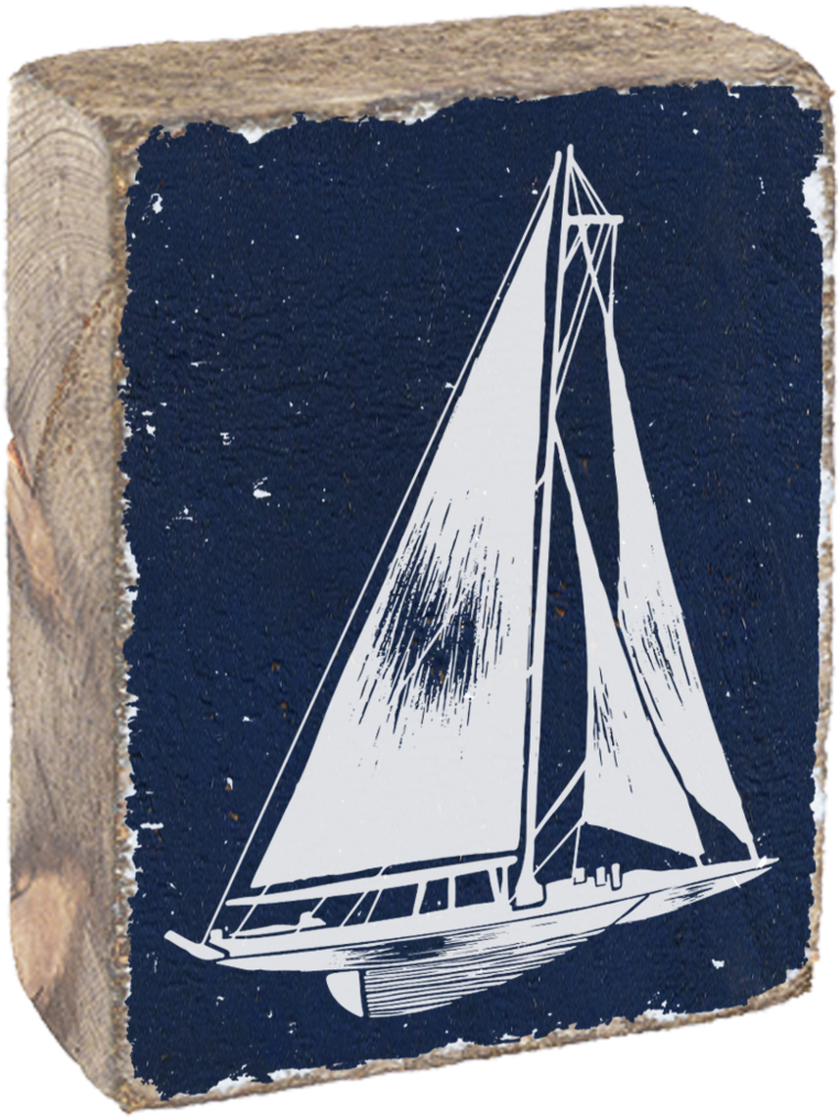 Nautical Sailboat Rustic Block By Rustic Marlin Home - Ladybug / White (1024x1024), Png Download