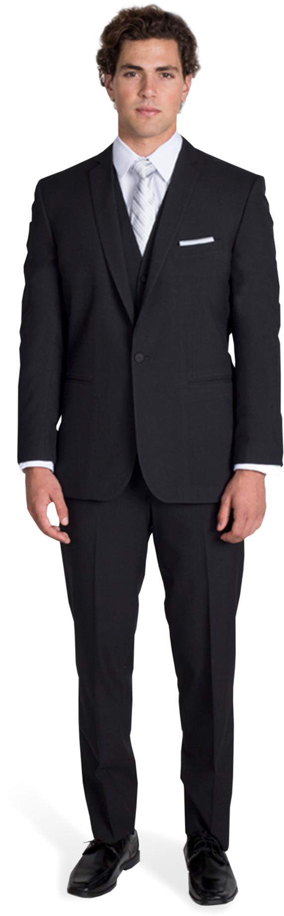Black Notch Lapel Suit With Silver Tie - 青山 学院 中等 部 制服 (1188x1980), Png Download