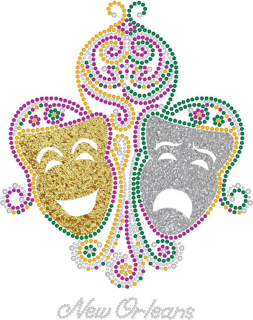 Comedy And Tragedy Masks With Swirls (571x697), Png Download