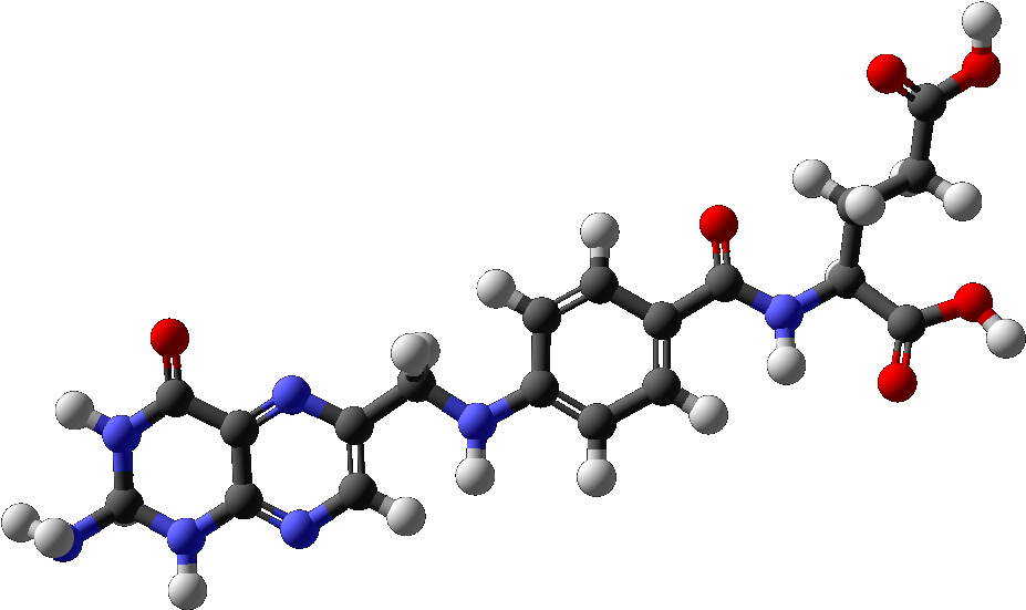 Ball And Stick Model Of Folic Acid - Molecular Structure Of Folic Acid (946x566), Png Download