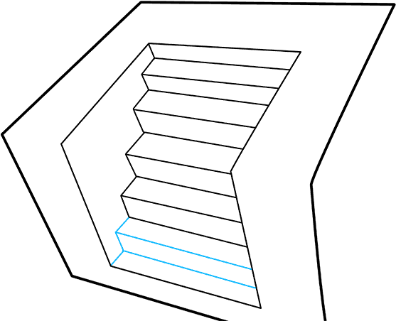 How To Draw 3d Stairs - Wood (680x678), Png Download