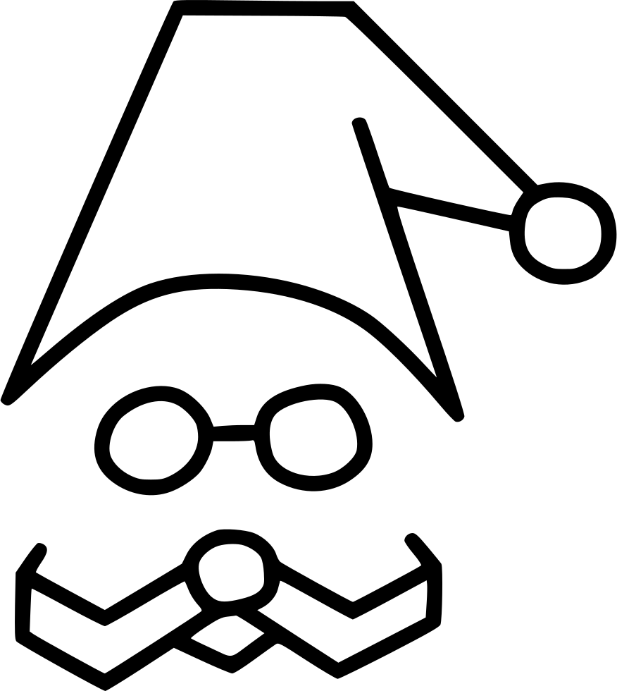 Santa Claus Xmas Cap Comments - Line Art (876x980), Png Download