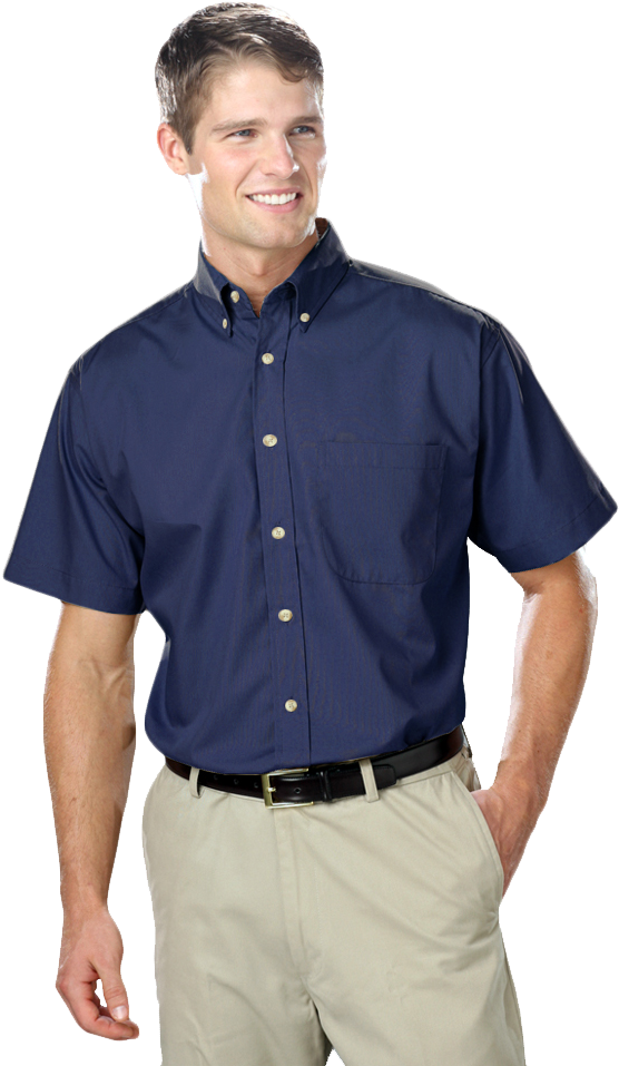 Mens Short Sleeve Tall Easy Care Poplin - Tall & Short Png (633x1000), Png Download