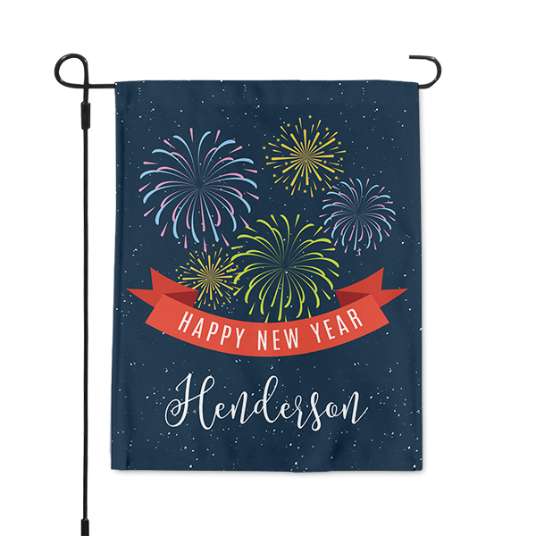 Personalized Happy New Year Fireworks Garden Flag - Banner (600x600), Png Download