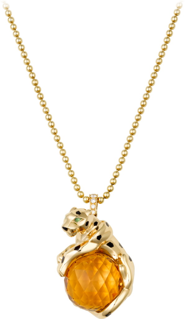 Panthère De Cartier Necklaceyellow Gold, Black Lacquer, - Necklace (596x1024), Png Download