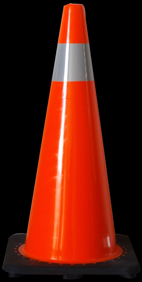 28” Cone 7lb Hi-intensity Pvc Traffic Cone - Orange (498x983), Png Download