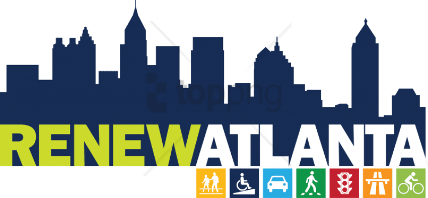Free Png Atlanta Georgia Skyline 1 Canvas Png Image - Atlanta Skyline Silhouette (850x393), Png Download