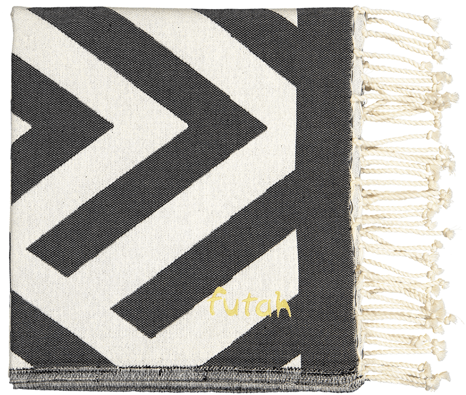 Futah Benagil Premium Xl Beach Towel Black - Fouta Towel (1020x889), Png Download