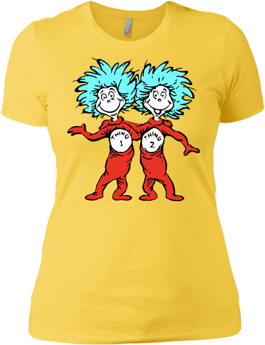 Thing 1 And Thing 2 Ladies' Boyfriend Tee - Easy Thing 1 And Thing 2 Drawing (1155x1155), Png Download