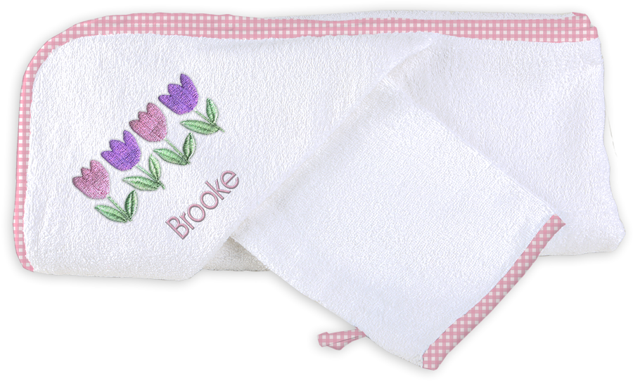 Personalized Hooded Towel Set With 4 Tulips - Stitch (1000x1000), Png Download
