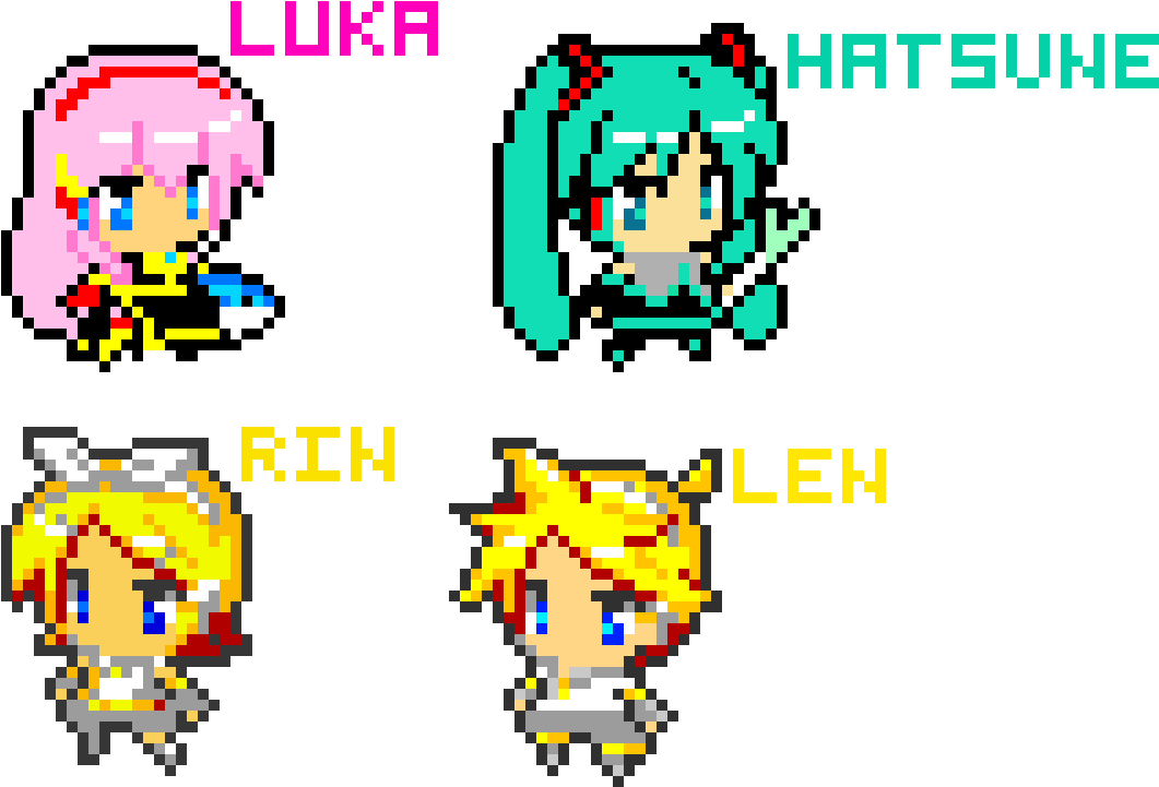 Hatsune Miku And Friends - Pixel Art Miku Hatsune (1090x750), Png Download