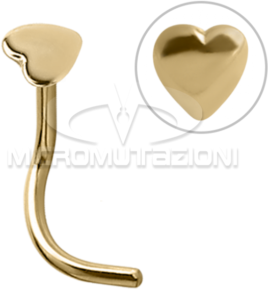 18k Gold Heart Nose Stud - Heart (750x750), Png Download