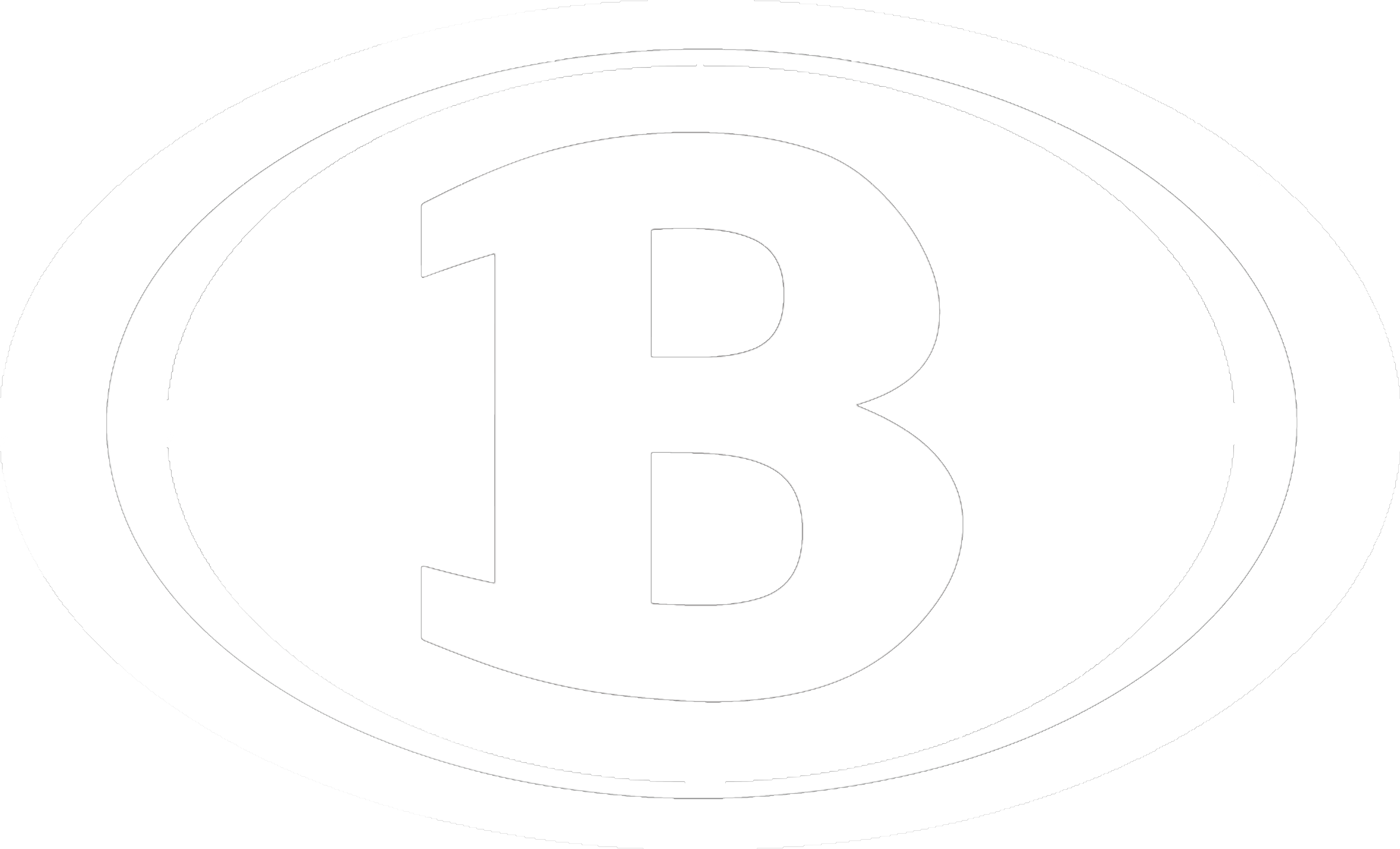 Oval B Logo One Color White - Circle (3988x2417), Png Download