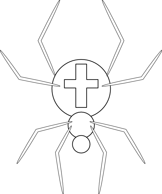 Cross Spider Black White Line Art 555px - Insect (555x666), Png Download