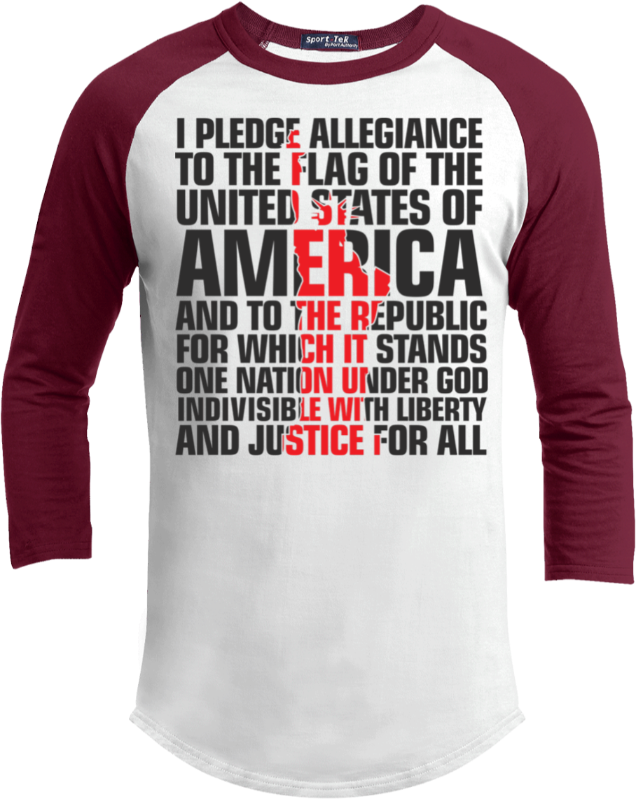 Usa Pledge Of Allegiance Patriotic Sporty Long Sleeve - Long-sleeved T-shirt (1155x1155), Png Download