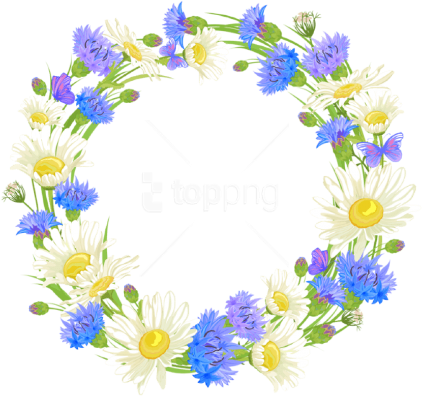 Free Png Download Field Flowers Wreath Clipart Png - Венки Из Цветов Клипарт (850x808), Png Download