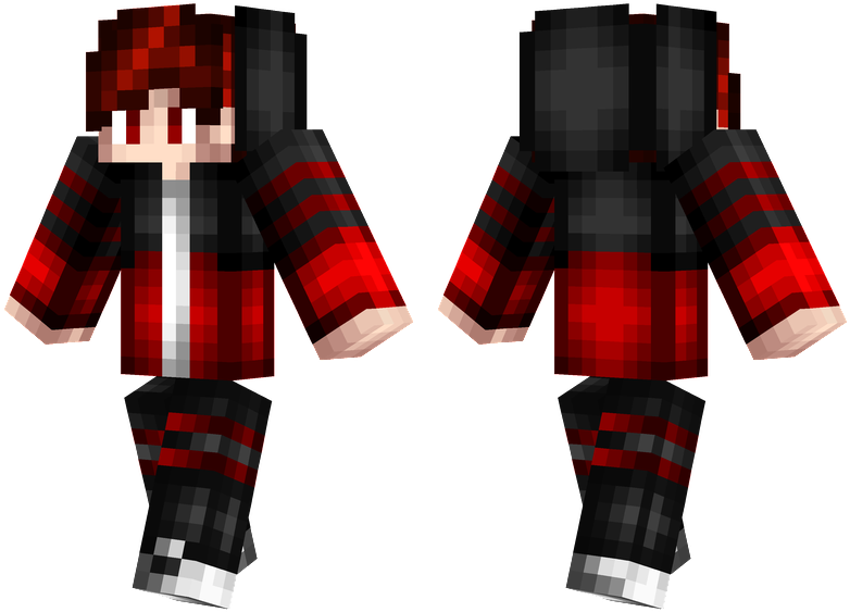 Red Hair - Green And Black Minecraft Skins (804x576), Png Download