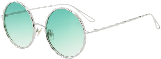 Wavy Metallic Frame Leg Ombre Round Sunglasses - Aviator Sunglass (700x931), Png Download