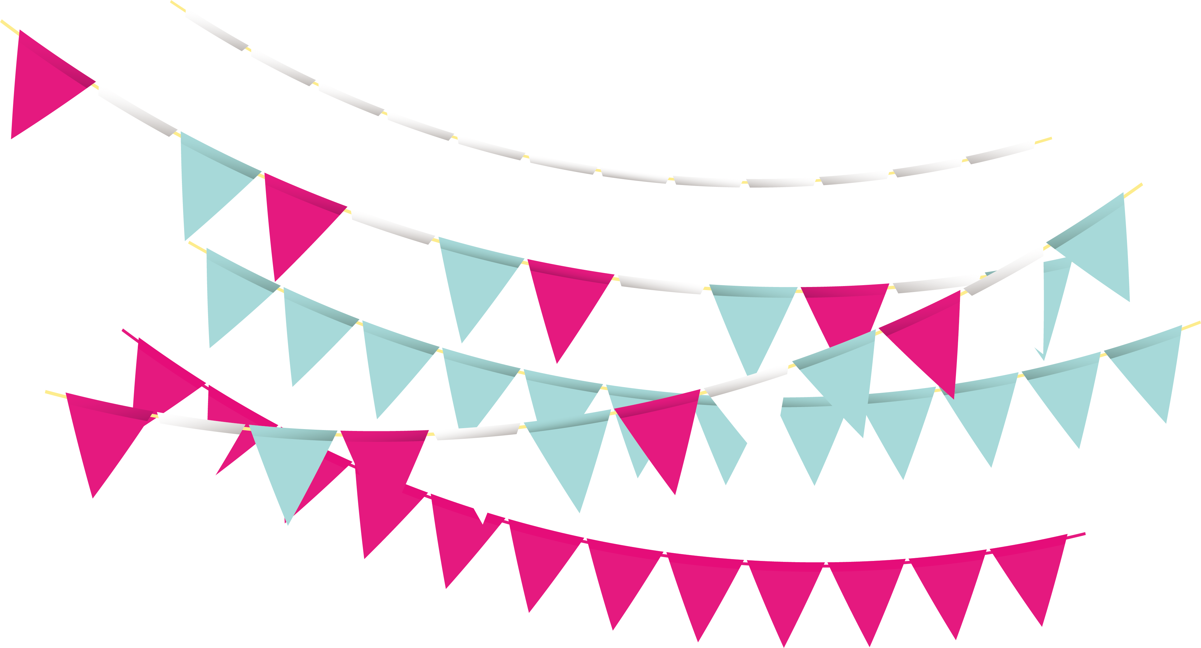 Pink Bunting (3862x2084), Png Download