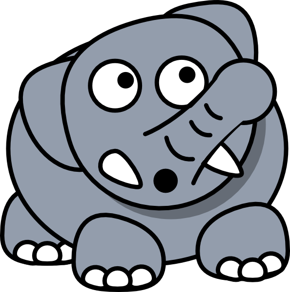 Elephant Drop Clip Art - Worried Elephant Cartoon (594x600), Png Download