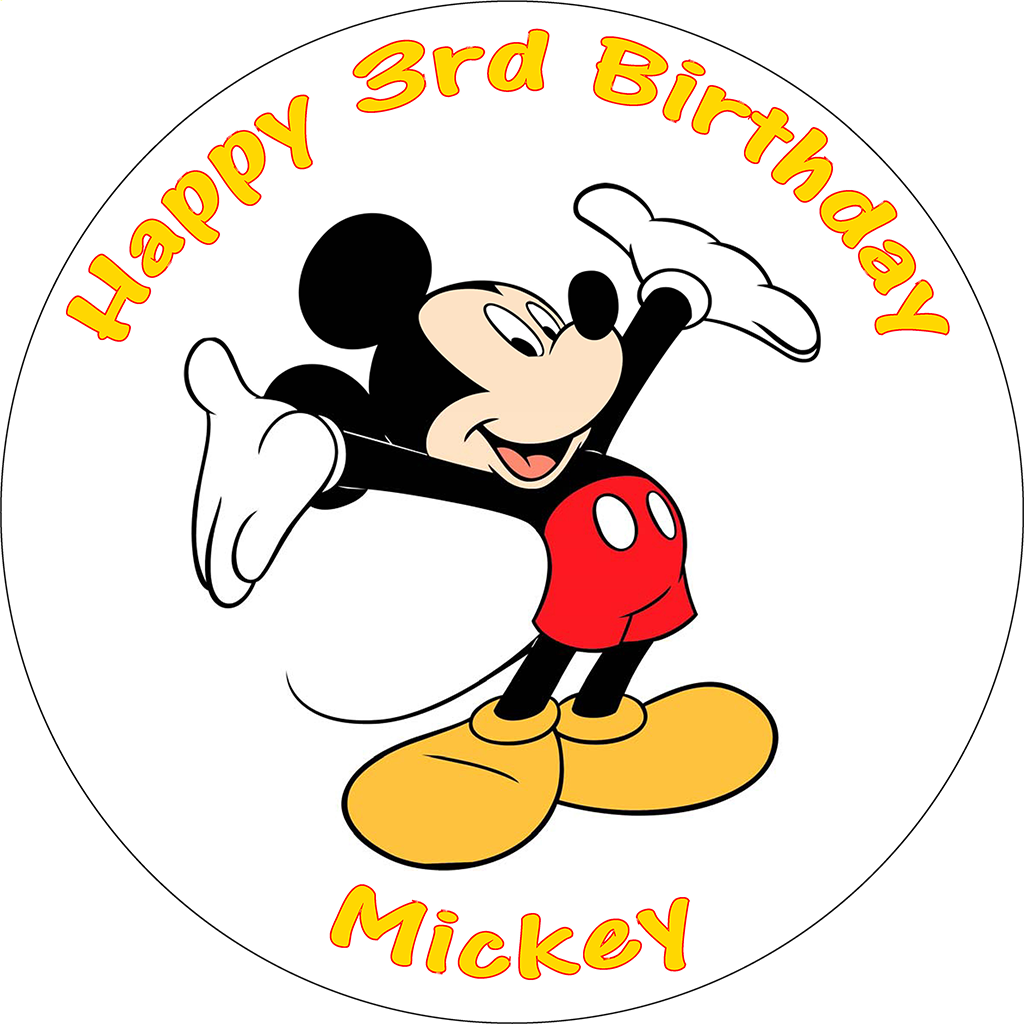 Mickey Mouse Personalised Edible Round Printed Birthday - Mickey Mouse Cake Print (1024x1024), Png Download