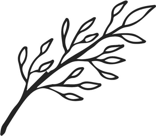 Branch Outline Rubber Stamp - Leaf Branch Outline Png (600x600), Png Download