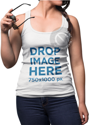 Girl Taking Sunglasses Off Wearing A Tank Top Template - Girl (640x480), Png Download