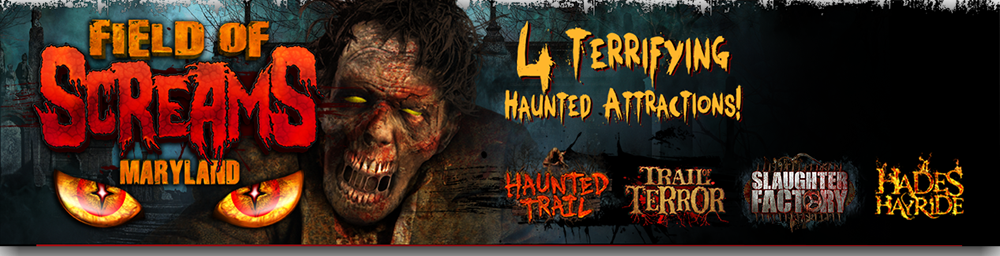 4 Terrifying Haunted Attractions At Field Of Screams - Field Of Screams Tampa (1000x256), Png Download