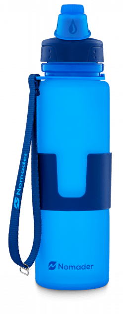 Nomader Water Bottle With Lanyard Carry Strap - Nomader Collapsible Water Bottle Leak Proof Twist Cap (248x631), Png Download