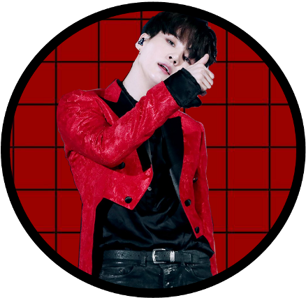 Suga Minyoongi Sticker Circulo Cuadrados Rojo Negro - Suga (1024x1024), Png Download