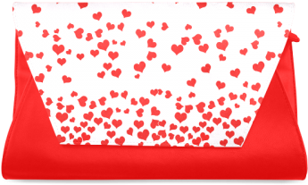 Red Falling Hearts On Pink Clutch Bag (500x500), Png Download