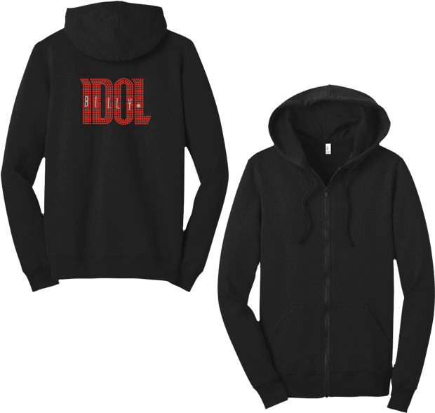 More Views - Bling-hoodie - Black Zip Hoodie Transparent (640x640), Png Download