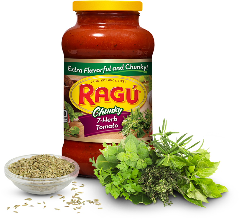 7-herb Tomato Sauce - Ragu Chunky Sauteed Onion & Garlic Pasta Sauce (1000x800), Png Download