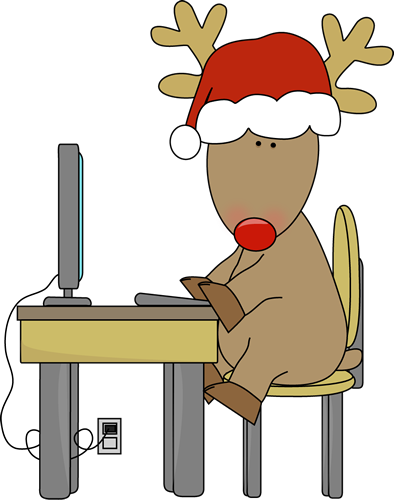 Computer Clipart Christmas - Christmas Computer Clipart (394x500), Png Download