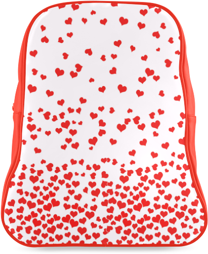 Red Falling Hearts On Pink School Backpack/large - Illustration (800x800), Png Download