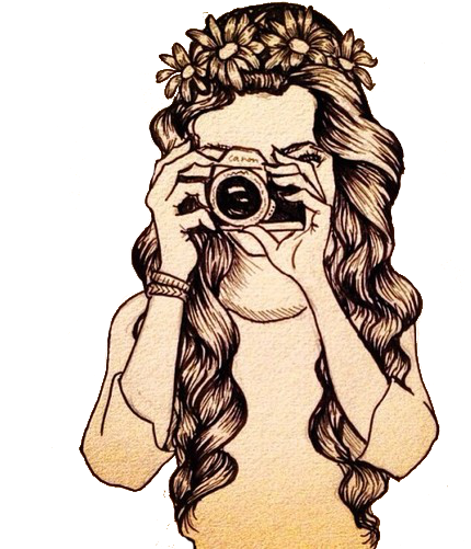 Girl, Camera, And Drawing Image - Cartoon Girl With Camera (500x500), Png Download