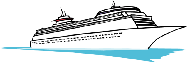 Image Black And White Stock Collection Of Cruising - Cruise Ship Clipart Transparent (640x214), Png Download
