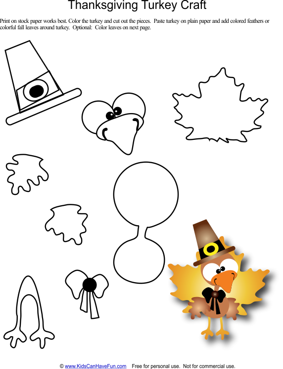 Thanksgiving Printables, Banners, Coloring, Games - Thanksgiving Cut Out Worksheets (572x744), Png Download