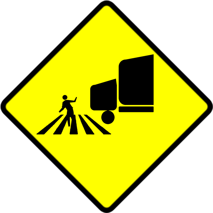 Yellow Caution Traffic Sign Of Woman Pedestrian In - Traffic Sign (746x734), Png Download
