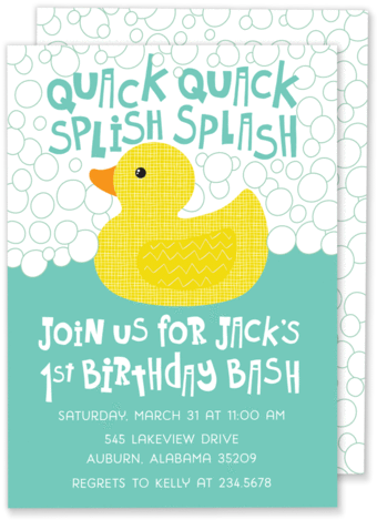 Splish Splash Rubber Duck Invitation - Duck (343x479), Png Download