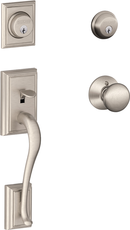 Schlage Addison Entrance Door Handle With Double Cylinder - Schlage F Series Addison Double Cylinder Handleset (1000x1000), Png Download