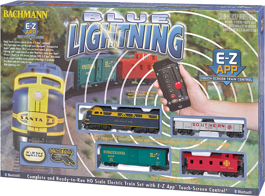 Closeout - Bachmann Blue Lightning Train Set (1020x761), Png Download