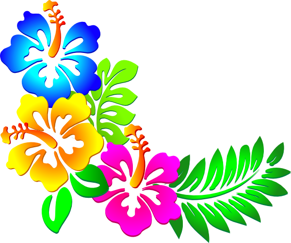 Hibiscus Corner 2 Clip Art At Clker - Flower Borders Corner Png (600x500), Png Download