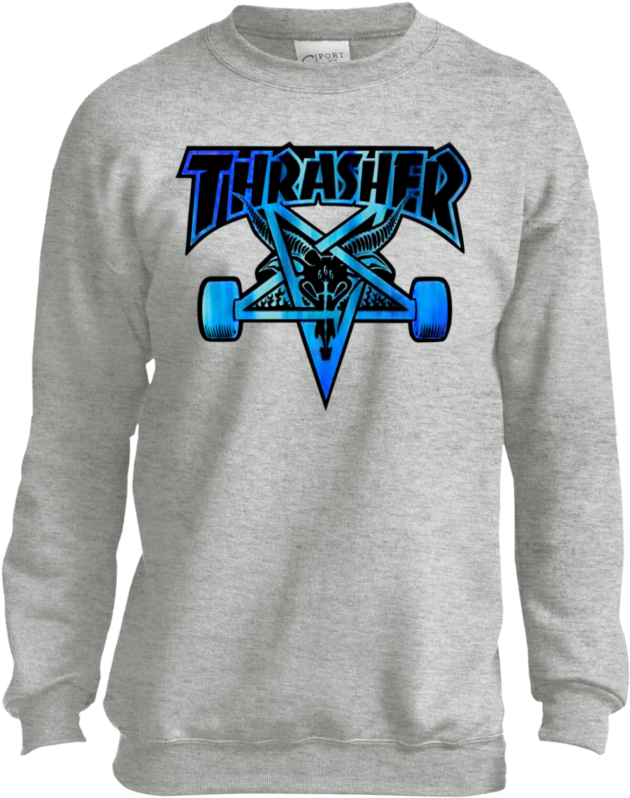 Thrasher Skateboard Fashion Youth Crewneck Sweatshirt - Crew Neck (1155x1155), Png Download