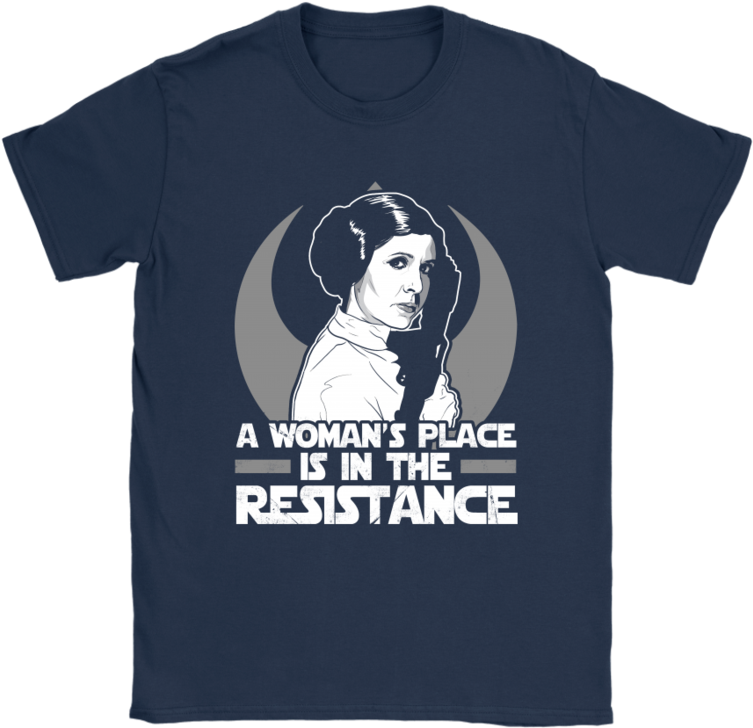 A Woman's Place Is In The Resistance Princess Leia - Black Anvil Shirt (900x900), Png Download