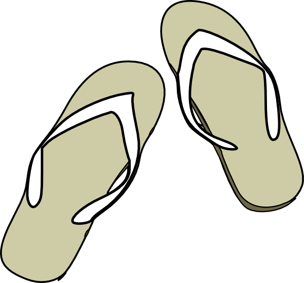 Flip Flops Black White Clip Art - Slippers Clip Arts Black And White (600x559), Png Download
