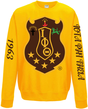 Iota Phi Theta Gold Midweight College Crewneck Sweatshirt - Long-sleeved T-shirt (580x580), Png Download
