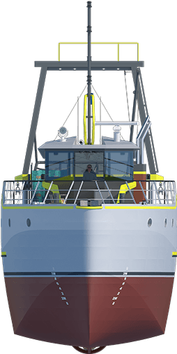 Sea Fisher - Trawler Front View (1300x575), Png Download