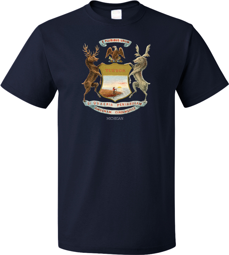 Standard Navy 1876 Michigan Flag - Elsie Fest Shirt (804x1005), Png Download