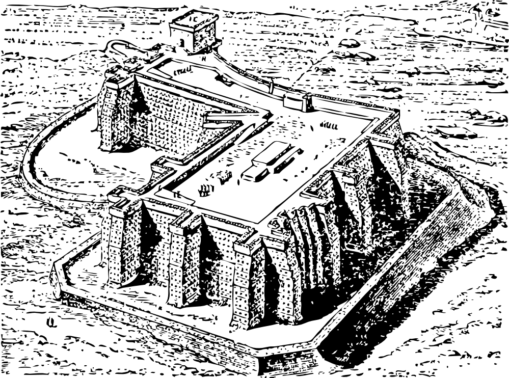 Egyptian Ruins At Semneh Black White Line Art 999px - Illustration (999x742), Png Download